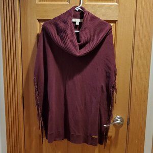 MICHAEL Michael Kors Fringe Cowl Neck Poncho S